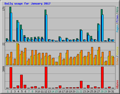 Daily usage for January 2017